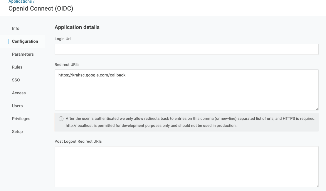 OpenID redirect URI