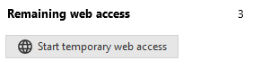 temporary web access button in the agent's interface
