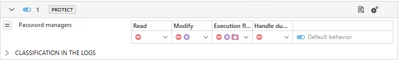 Example of a rule for access to processes