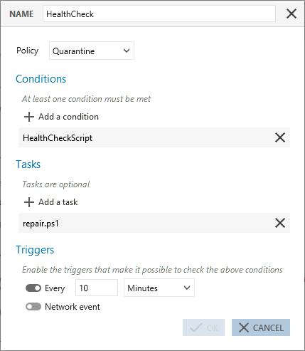 Example of a Mobility conditional policy