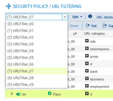 URL filtering profiles