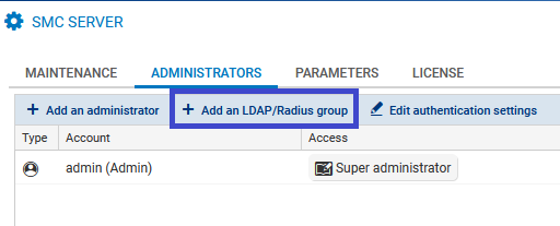 Add an LDAP Radius group button