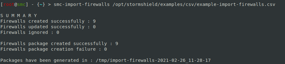 Executing a firewall import in command line