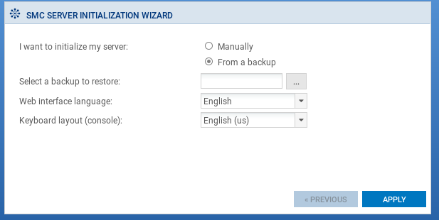 Server initialization wizard