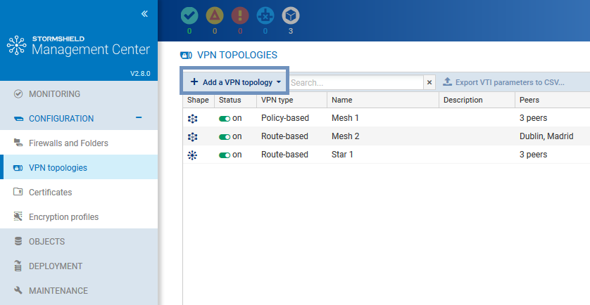 Bouton Ajouter une topologie VPN