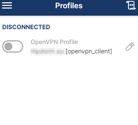 Fenêtre des profils sur OpenVPN Connect pour Windows