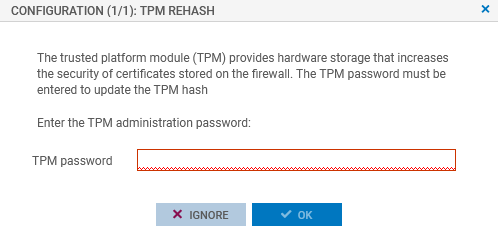 Window for password to seal the TPM