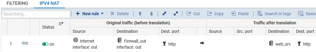 Ajout d'une règle de translation statique par port