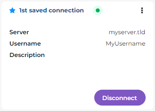 Image showing a section of a saved connection