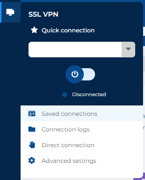 Image representing the Stormshield SSL VPN client general menu