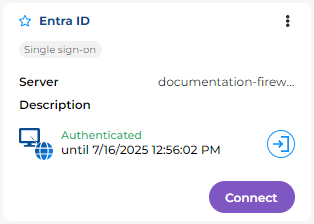 Image showing the section of a saved connection in which the user is currently authenticated