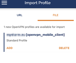 Window to import the ovpn file into OpenVPN Connect pour Windows