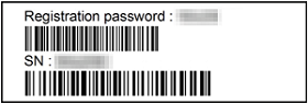 Serial number and registration password label