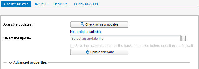 Window to install a firewall update to version 3