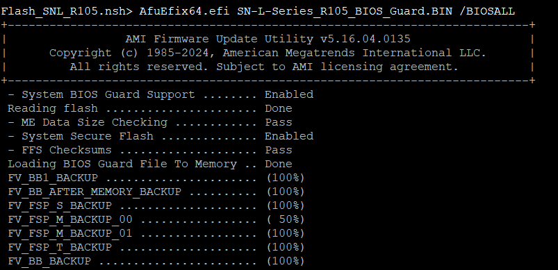 Lancement de l'exécutable Flash_SNL_R103.nsh depuis l'invite de commande
