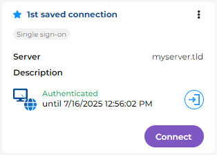 Image d'un cadre d'une connexion enregistrée. Un utilisateur est actuellement authentifié.