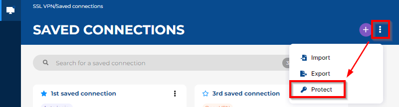 Image montrant l'accès au menu de protection de l'accès aux connexions enregistrées