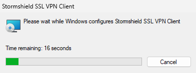 Fenêtre de désinstallation du client VPN SSL Stormshield pour Windows