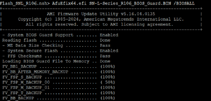 In the command prompt, run the executable file Flash_SNL_R103.nsh