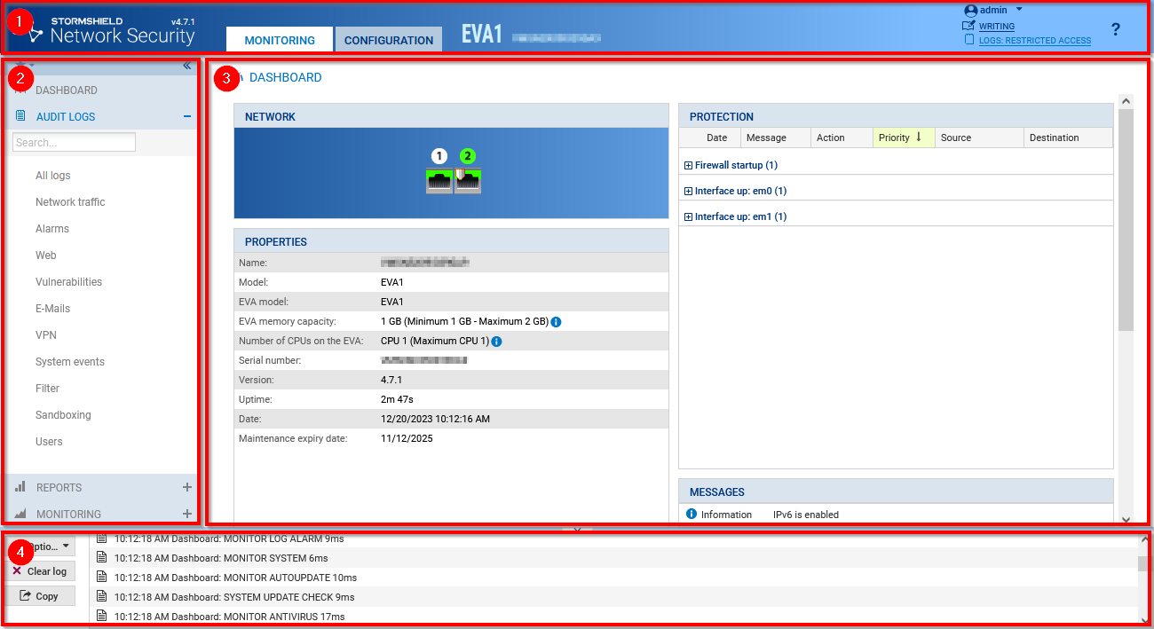Presentation of the graphical user interface