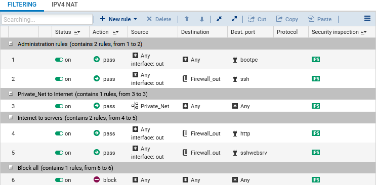 Example of a filter policy