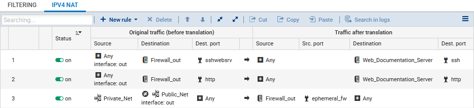 Example of a NAT policy