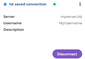Image showing a section of a saved connection