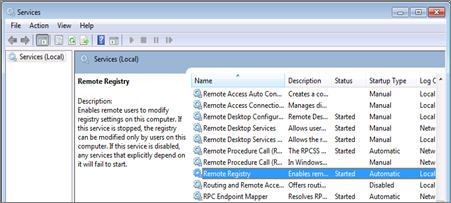 Enabling Remote registry service