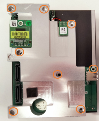 7 screws from the metal plate, and 1 screw on the motherboard