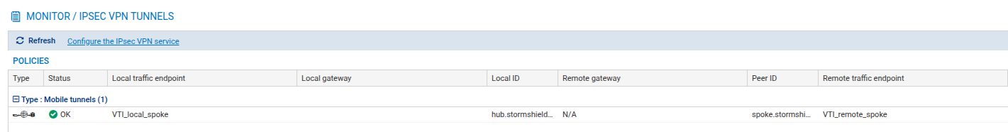 Verifying tunnel setup on the hub