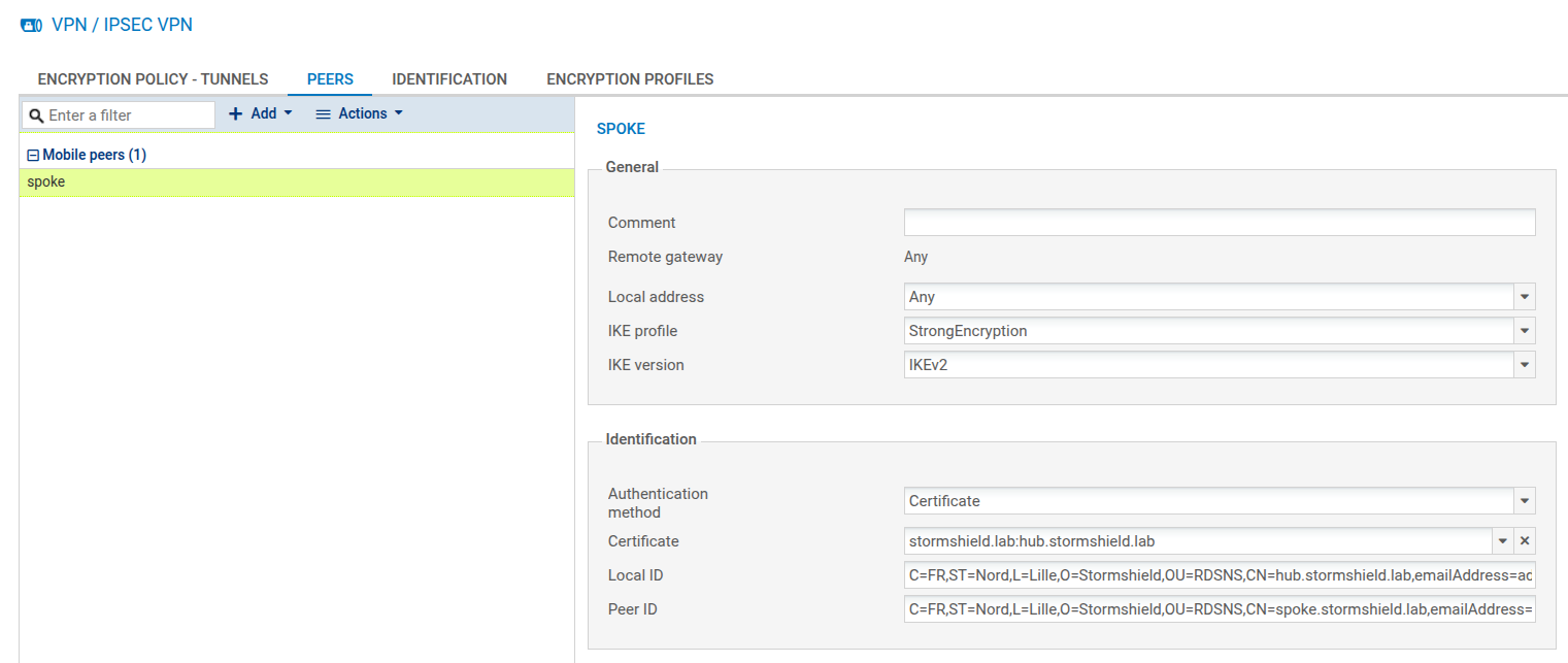 Authenticating the peer by certificate