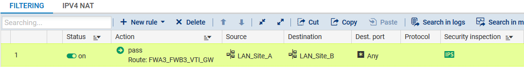 Création d'une règle de filtrage NAT