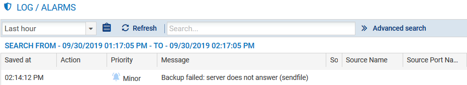 Erreur de connexion au serveur de sauvegarde dans les journaux d'audit