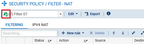 Fenêtre d'une politique de Filtrage activée