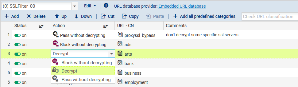Exemple de filtrage SSL