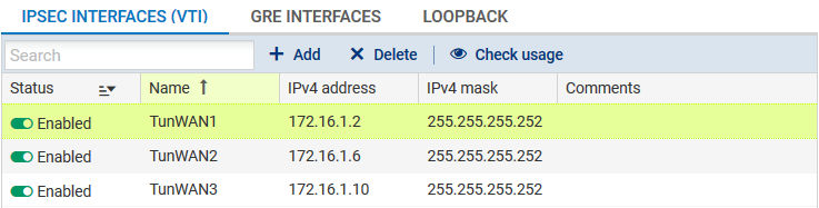 Fenêtre des interfaces virtuelles locales