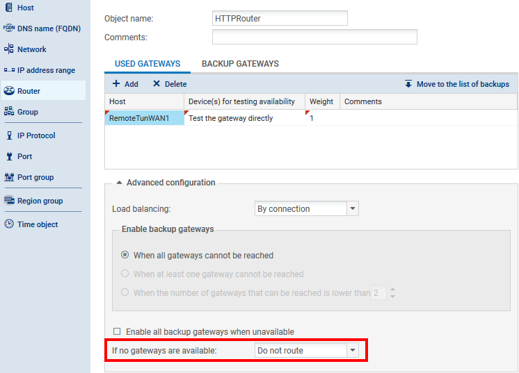 Fenêtre d'ajout d'un objet Routeur