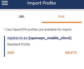 Fenêtre d'import de fichier ovpn sur OpenVPN Connect pour Windows