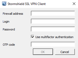 Fenêtre de connexion du SN SSL VPN Client en Mode Automatique