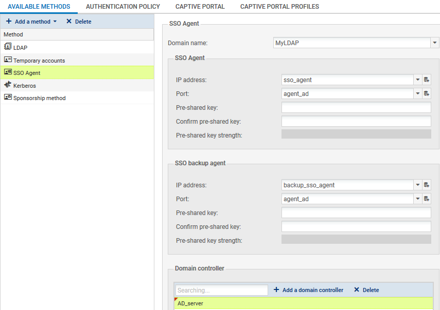 Configuration des paramètres de l'Agent SSO