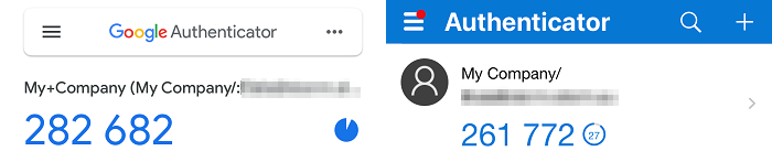 Écran de l'Authenticator