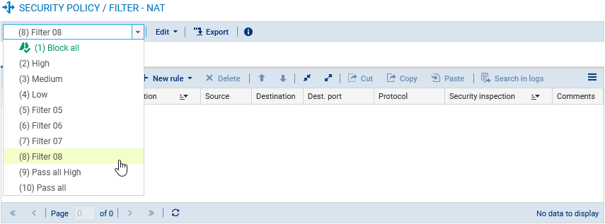 Fenêtre de la politique de sécurité