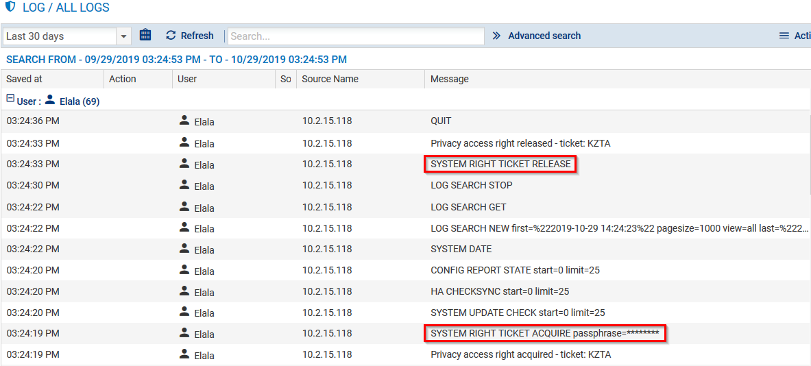 Accès aux logs via ticket